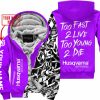 TOO FAST TO LIVE TOO YOUNG TO DIE - LIMITED EDITION - CUSTOM NAME - HUSQVARNA - PURPLE - FLEECE ZIP HOOODIE