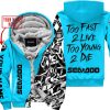 TOO FAST TO LIVE TOO YOUNG TO DIE - LIMITED EDITION - CUSTOM NAME - SEA DOO - SKY BLUE - FLEECE ZIP HOOODIE