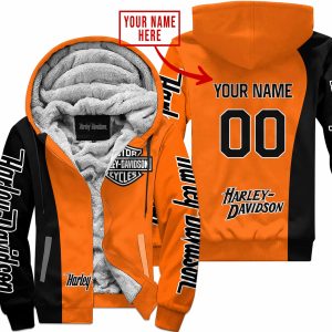 PREMIUM MX - CUSTOM NAME - HARLEY DAVIDSON - ORANGE - FLEECE ZIP HOODIE