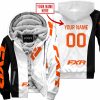 PREMIUM MX - CUSTOM NAME - FXR - WHITE - FLEECE ZIP HOODIE