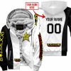 PREMIUM MX - CUSTOM NAME - ROCKSTAR - WHITE - FLEECE ZIP HOODIE