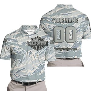 LIMITED EDITION PRODUCTS  - US AIR PORCE - HARLEY DAVIDSON RACING - CUSTOM NAME - POLO SHIRT