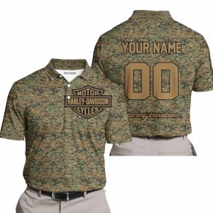 LIMITED EDITION PRODUCTS  - US MARINE V1 - HARLEY DAVIDSON RACING - CUSTOM NAME - POLO SHIRT