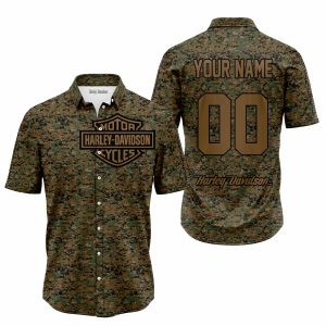 LIMITED EDITION PRODUCTS  - US MARINE V1 - HARLEY DAVIDSON RACING - CUSTOM NAME - BUTTON SHIRT