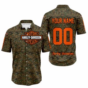 LIMITED EDITION PRODUCTS - US MARINE V1 - HARLEY DAVIDSON RACING V1 - CUSTOM NAME - BUTTON SHIRT