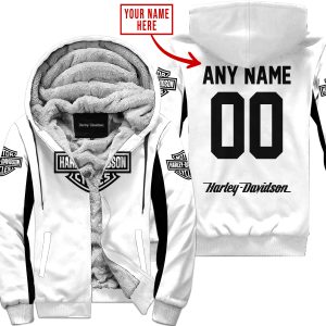 CUSTOM NAME RACING - LIMITED EDITION - HARLEY DAVIDSON - WHITE V2 - FLEECE ZIP HOODIE