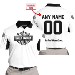 CUSTOM NAME RACING - LIMITED EDITION - HARLEY DAVIDSON - WHITE V2 - POLO SHIRT