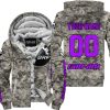 LIMITED EDITION PRODUCTS  - US ARMY - CAN AM RACING - CUSTOM NAME - PURPLE - FLEECE ZIP HOODIE