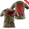 LIMITED EDITION PRODUCTS - US ARMY V3 - FOX RACING - CUSTOM NAME - RED - T-SHIRT