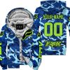 LIMITED EDITION PRODUCTS - US NAVY V1 - FOX RACING - CUSTOM NAME - GREEN 1 - FLEECE ZIP HOODIE