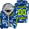 LIMITED EDITION PRODUCTS - US NAVY V1 - FOX RACING - CUSTOM NAME - NEON - FLEECE ZIP HOODIE