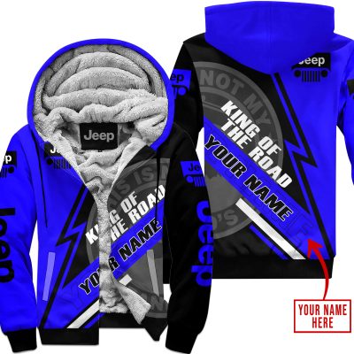 King Of The Road  -  Jeep  -  Blue - Fleece Zip Hoodie