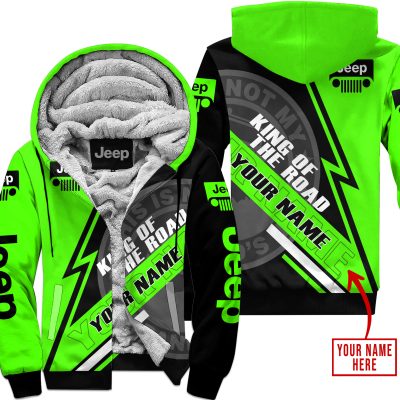 King Of The Road  -  Jeep  -  Green - Fleece Zip Hoodie