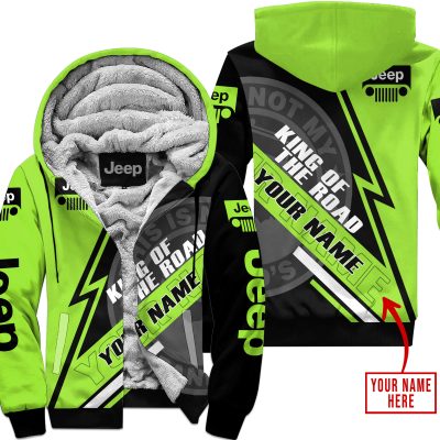 King Of The Road  -  Jeep  -  Green 1 - Fleece Zip Hoodie