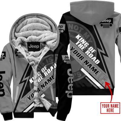 King Of The Road  -  Jeep  -  Grey - Fleece Zip Hoodie
