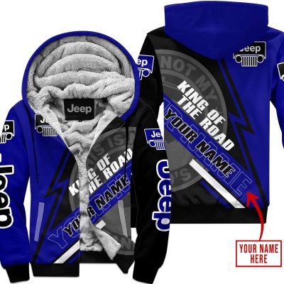 King Of The Road  -  Jeep  -  Navy - Fleece Zip Hoodie