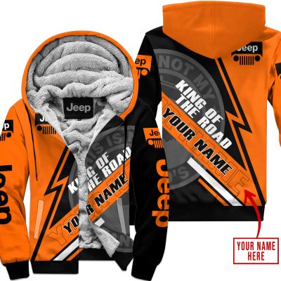 King Of The Road  -  Jeep  -  Orange - Fleece Zip Hoodie
