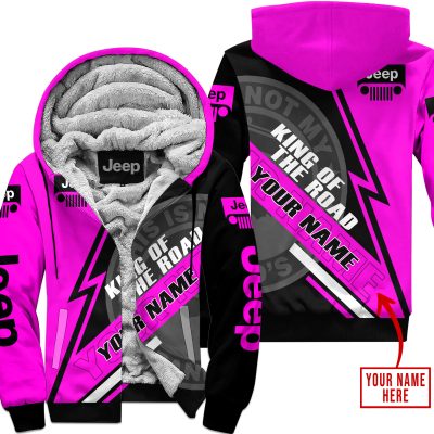King Of The Road  -  Jeep  -  Pink - Fleece Zip Hoodie