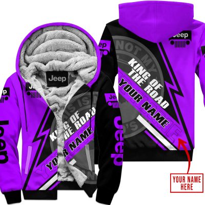 King Of The Road  -  Jeep  -  Purple - Fleece Zip Hoodie