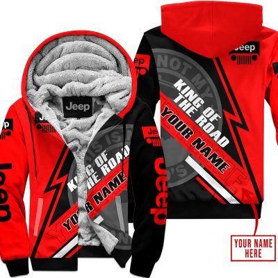 King Of The Road  -  Jeep  -  Red - Fleece Zip Hoodie