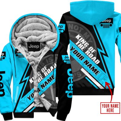 King Of The Road  -  Jeep  -  Sky Blue - Fleece Zip Hoodie