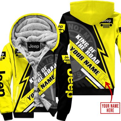 King Of The Road  -  Jeep  -  Yellow - Fleece Zip Hoodie