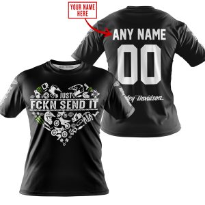 JUST FCKN SEND IT  -  CUSTOM NAME  -  HARLEY-DAVIDSON RACING  -  BLACK - T-SHIRT