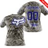 LIMITED EDITION PRODUCTS - US ARMY - FOX RACING - CUSTOM NAME - NAVY - T-SHIRT