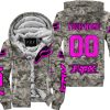 LIMITED EDITION PRODUCTS - US ARMY - FOX RACING - CUSTOM NAME - PINK - FLEECE ZIP HOODE