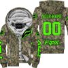 LIMITED EDITION PRODUCTS - US ARMY V3 - FOX RACING - CUSTOM NAME - GREEN - FLEECE ZIP HOODIE
