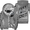 PREMIUM JUST FCKN GONNA SEND IT – CUSTOM NAME – SKI DOO – GREY V1 - FLEECE ZIP HOODIE