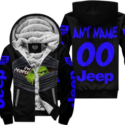 Grinch - Ew People - Jeep - Blue - Fleece Zip Hoodie