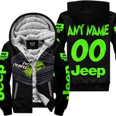 Grinch - Ew People - Jeep - Green - Fleece Zip Hoodie