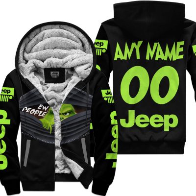 Grinch - Ew People - Jeep - Green 1 - Fleece Zip Hoodie