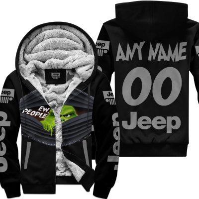 Grinch - Ew People - Jeep - Grey - Fleece Zip Hoodie