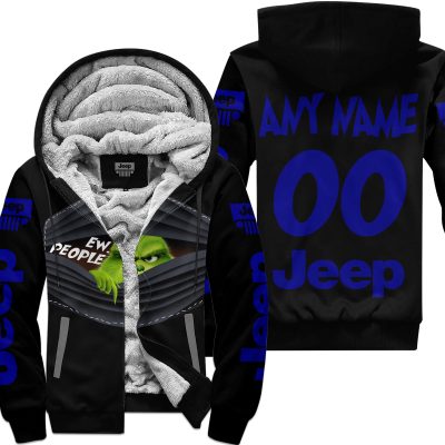 Grinch - Ew People - Jeep - Navy - Fleece Zip Hoodie