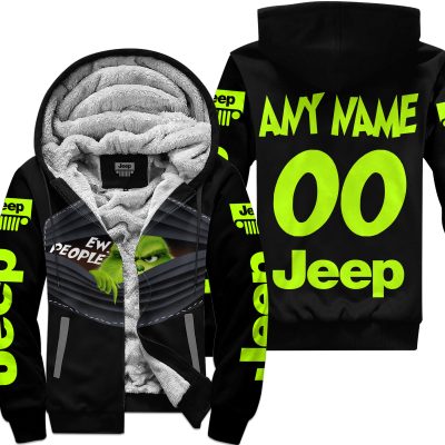 Grinch - Ew People - Jeep - Neon - Fleece Zip Hoodie