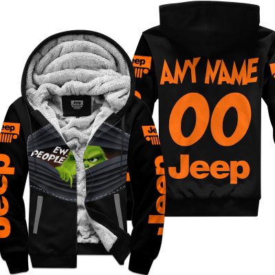 Grinch - Ew People - Jeep - Orange - Fleece Zip Hoodie