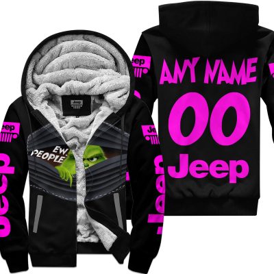 Grinch - Ew People - Jeep - Pink - Fleece Zip Hoodie