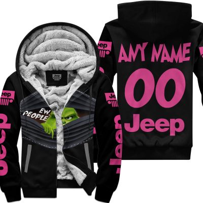 Grinch - Ew People - Jeep - Pink 1 - Fleece Zip Hoodie