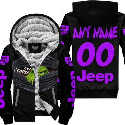 Grinch - Ew People - Jeep - Purple - Fleece Zip Hoodie