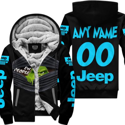 Grinch - Ew People - Jeep - Sky Blue - Fleece Zip Hoodie