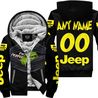 Grinch - Ew People - Jeep - Yellow - Fleece Zip Hoodie