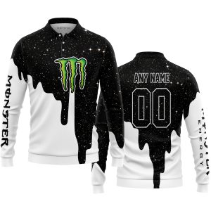 MOTOCROCSS LIMITED EDITION - CUSTOM NAME - MONSTER ENERGY - LONG SLEEVE POLO SHIRT