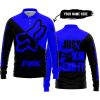 JUST FKCN SEND IT - 3D ALL OVER PRINTED - FOX RACING - BLUE - LONG SLEEVE POLO SHIRT