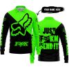JUST FKCN SEND IT - 3D ALL OVER PRINTED - FOX RACING - GREEN - LONG SLEEVE POLO SHIRT