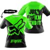 JUST FKCN SEND IT - 3D ALL OVER PRINTED - FOX RACING - GREEN - T-SHIRT