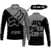 JUST FKCN SEND IT - 3D ALL OVER PRINTED - FOX RACING - GREY - LONG SLEEVE POLO SHIRT