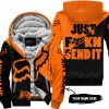 JUST FKCN SEND IT - 3D ALL OVER PRINTED - FOX RACING - ORANGE - FLEECE ZIP HOODIE