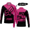 JUST FKCN SEND IT - 3D ALL OVER PRINTED - FOX RACING - PINK 1 - LONG SLEEVE POLO SHIRT